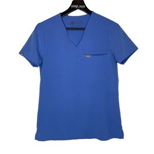 Figs | Catarina V-Neck Short Sleeve One Pocket Scrub Top Ceil Blue Size XS